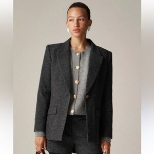 NWT J.Crew Vivienne Blazer in Italian Donegal Wool Blend size 00 $378 Charcoal